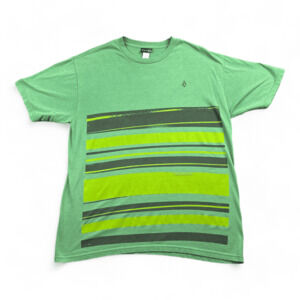 Volcom Shirt Adult LARGE Green Black Stripe Y2K Skater Skateboard